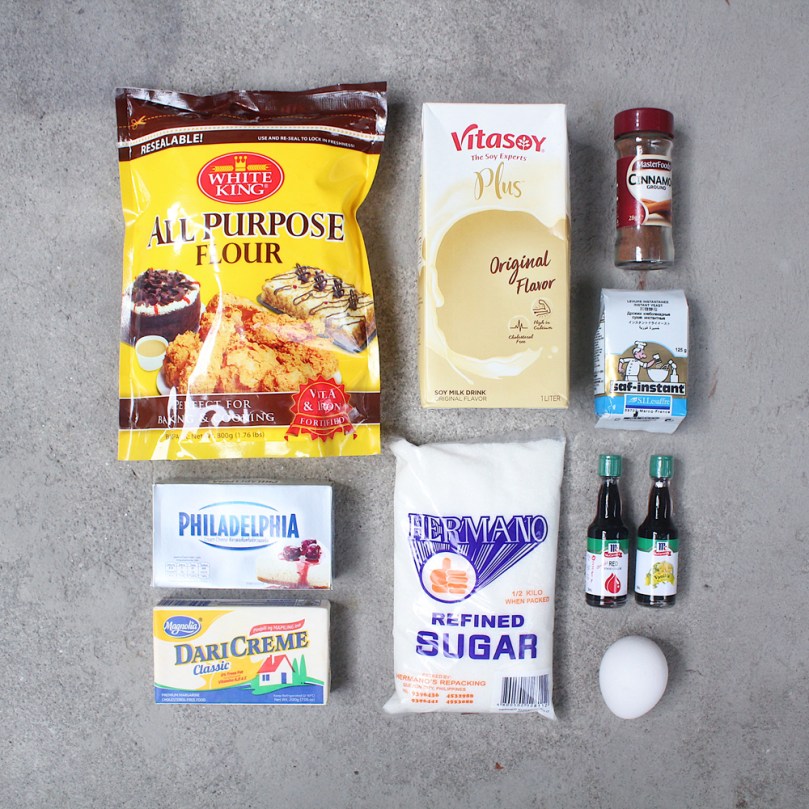 Red Velvet Cinnamon ‘Love’ Rolls with Vanilla Cream Cheese Frosting Ingredients