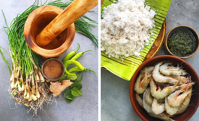 Pinais na Hipon at Niyog na may Palapa Ingredients