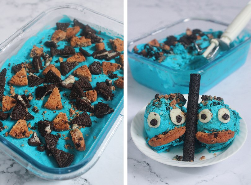No-churn Cookie Monster Ice Cream