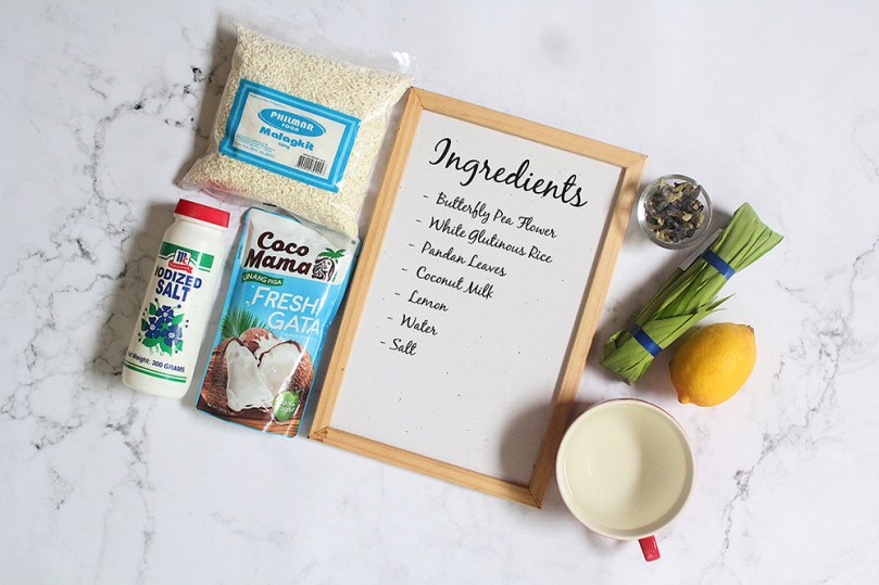 Pulut Tai Tai (Blue Glutinous Rice Cakes) Ingredients