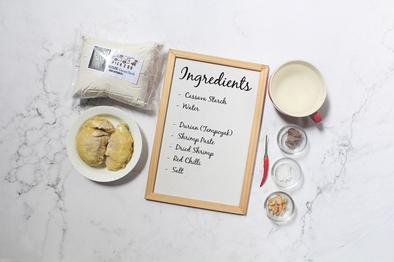 Ambuyat (Sticky Sago) & Tempoyak Ingredients