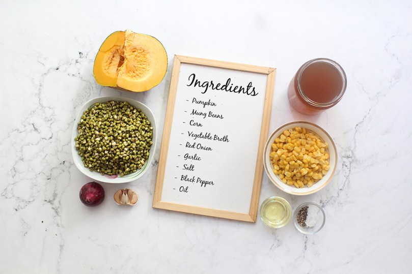 Batar Da’an (Pumpkin, Corn, and Mung Bean Stew) Ingredients