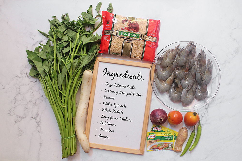 Prawn Sinigang Orzo Ingredients