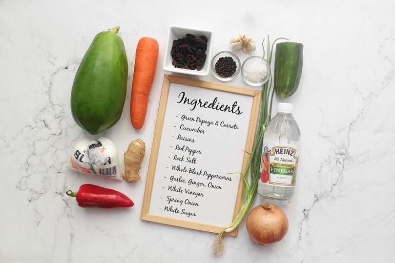 Atchara (Pickled Green Papaya) Ingredients