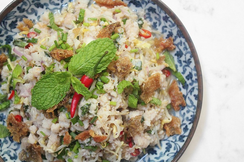 Laab Paa (Fish Herb Salad)