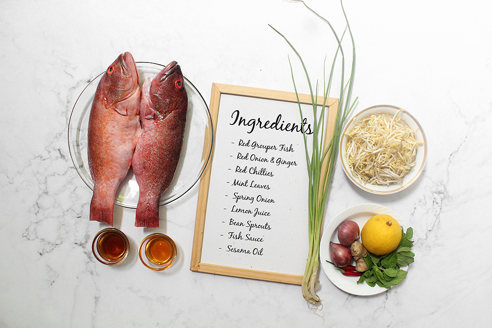 Laab Paa (Fish Herb Salad) Ingredients