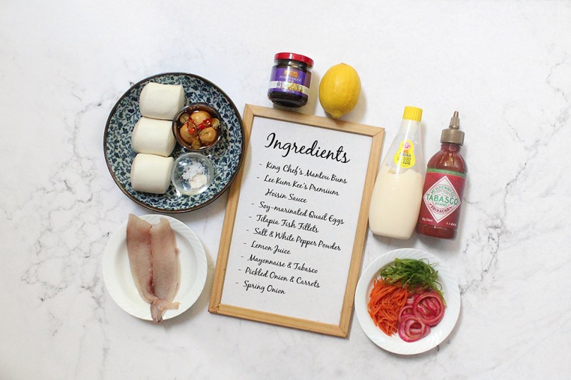 Mantou Sliders with Hoisin-glazed Fish & Soy-marinated Quail Eggs Ingredients