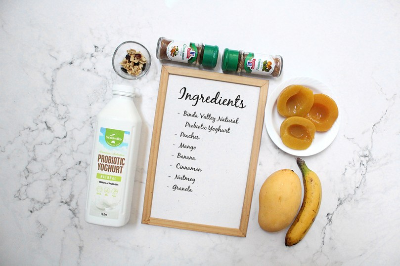 Peach Mango Pie Probiotic Yoghurt Smoothie Bowl Ingredients