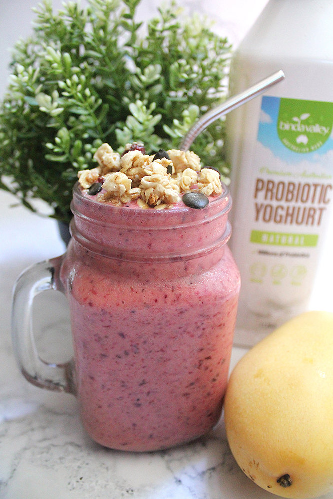 Mango Berry Probiotic Yoghurt Smoothie