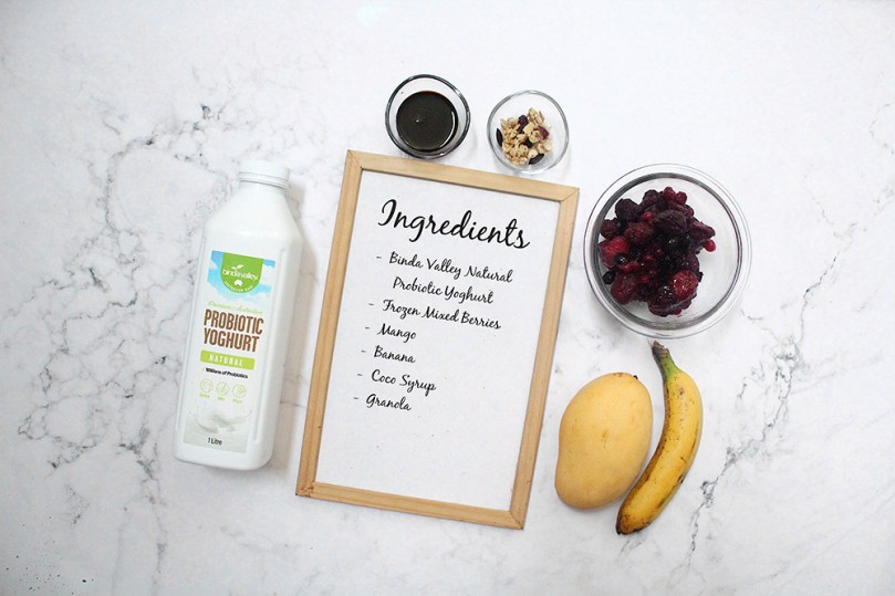 Mango Berry Probiotic Yoghurt Smoothie Ingredients