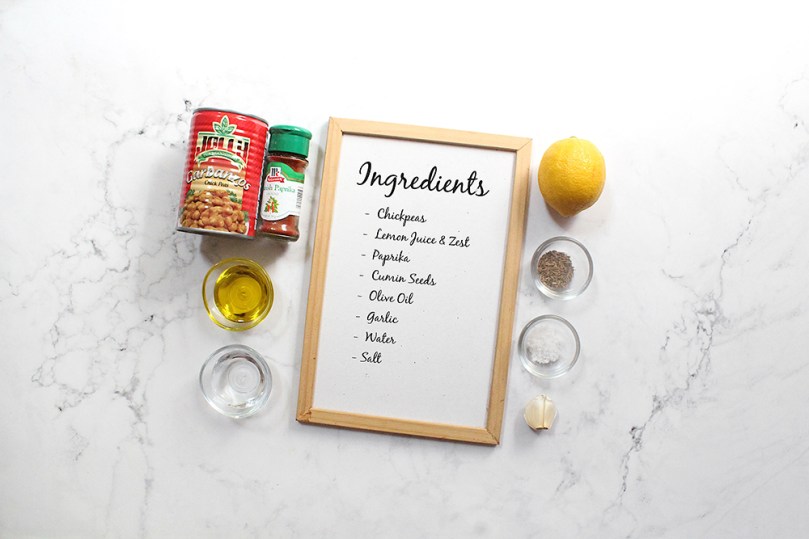 Easy Hummus (without Tahini) Ingredients