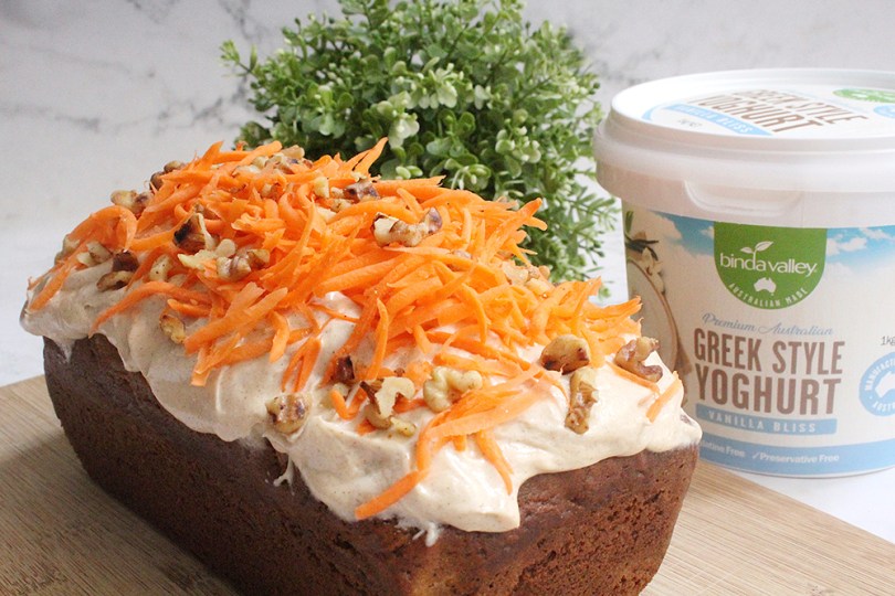 Spiced Carrot Cake Loaf with Cinnamon Cream Cheese Frosting