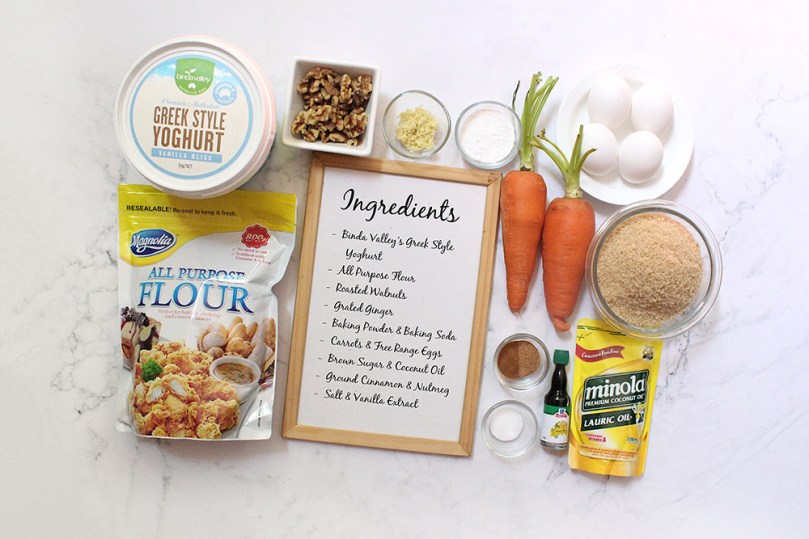 Spiced Carrot Cake Loaf Ingredients